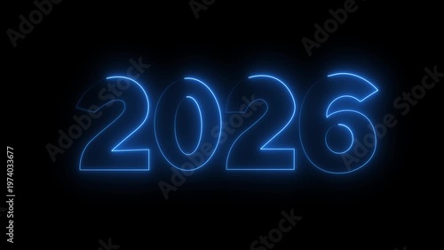 2026 New Year  Sign Glowing  Animation 