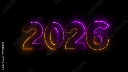 2026 New Year  Sign Glowing  Animation 
