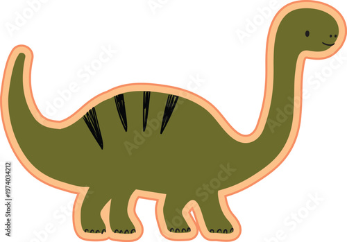 Cute green brontosaurus dinosaur vector illustration for kids nursery decor
