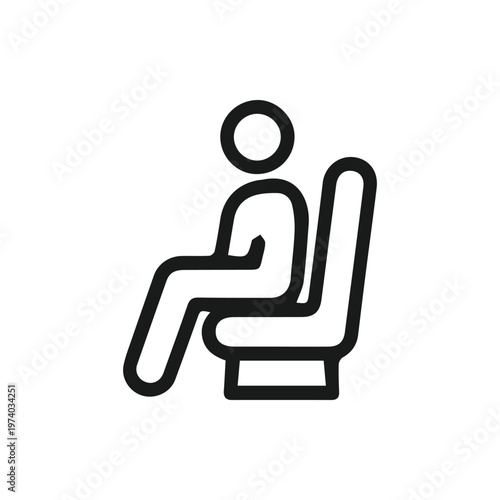 Simple Black Line Icon Of A Person Sitting On A Public Transport Seat