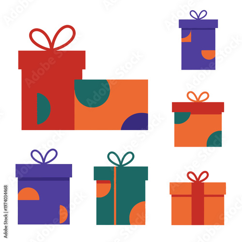 Colorful Gift Boxes with Ribbons and Polka Dots - Celebration and Surprise