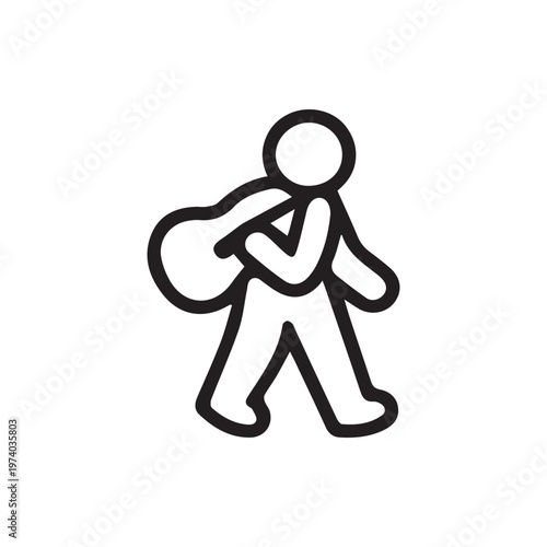 Minimalist Line Icon Of A Person Walking With A Sack On Their Back