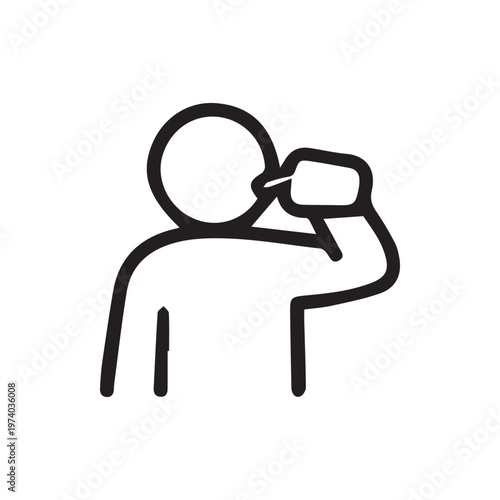 Simple Line Icon Of A Person Drinking Water From A Cup Vector Art