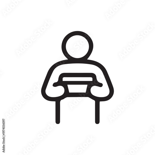 Minimalist Icon Of A Person Sitting At A Desk Working Or Studying