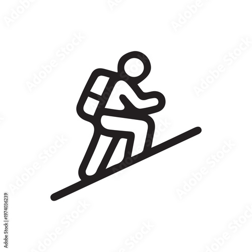 фотографія Minimalist Black Icon Of A Hiker Climbing A Steep Mountain Trail