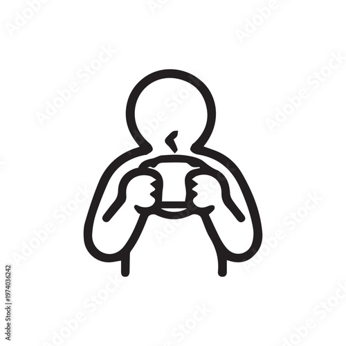 Foto Minimalist Line Art Icon Of A Person Drinking From A Mug Or Cup