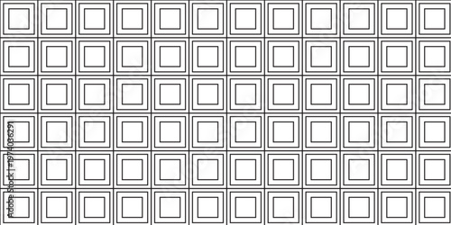 Seamless geometric pattern of black nested squares forming a minimalist grid.