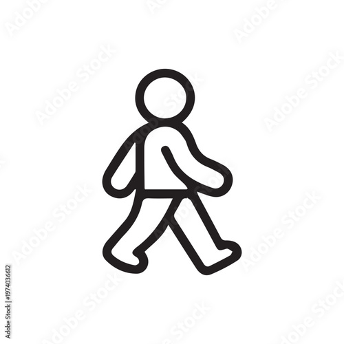 Minimalist Pedestrian Stick Figure Walking Symbol Vector Graphic