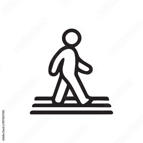 Simple Black Line Icon Of A Person Walking On A Crosswalk Sign