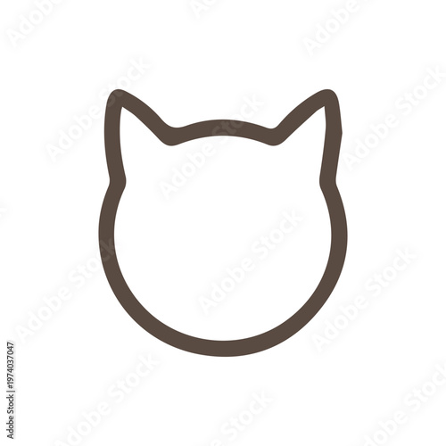 Simple Brown Outline Of A Cat Head Icon On A Clean White Background