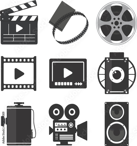 set of movie cameras vector images