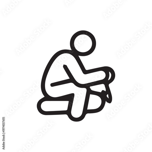 Minimalist Icon Of A Person Sitting Down And Tying Their Shoelace