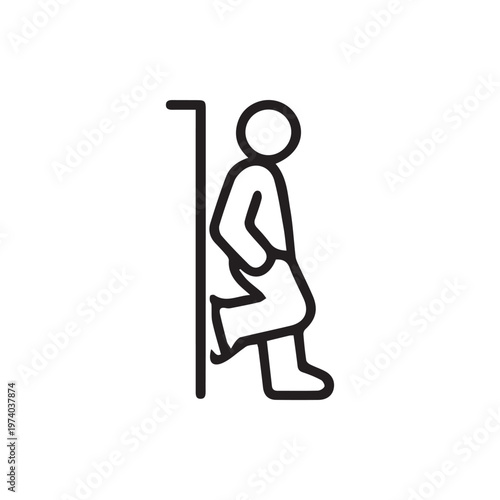 Stick Figure Leaning Against Wall Impatiently Waiting Line Art Icon