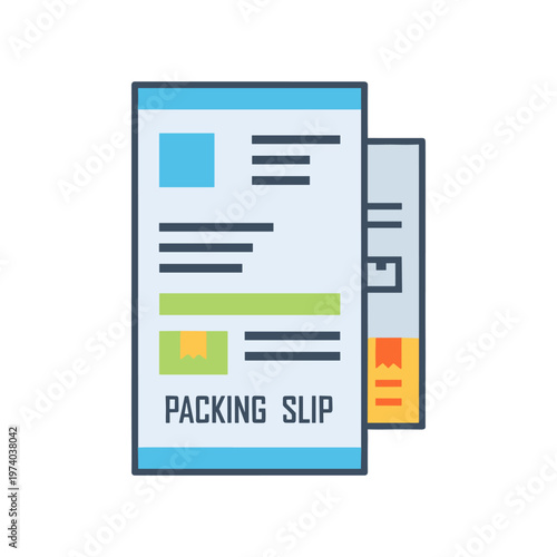 packing slip document with barcode and product details vector illustration