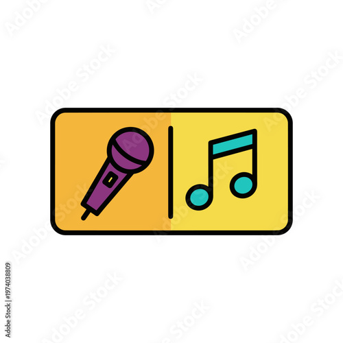 backstage pass with microphone and music notes vector illustration