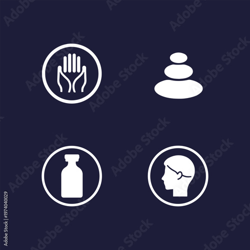 Spa and Wellness Icon Set for Massage Therapy and Relaxation Design