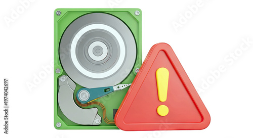 Hard drive with warning sign