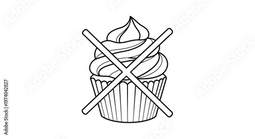Cupcake with crossed sticks on top.