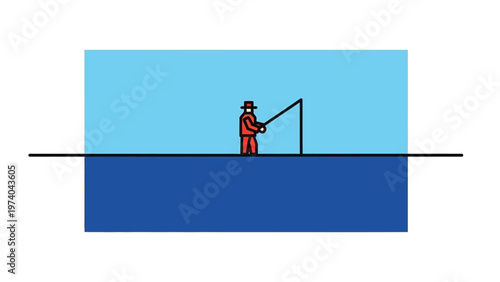 Man Fishing on the Water Edge.
