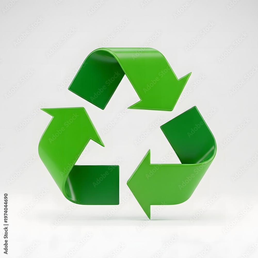 Fototapeta premium Green Recycling Symbol with Arrows in a Circular Motion on a White Background