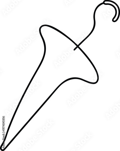 Simple Line Drawing of a Distinctive Curved Object with a Small Hook at One End