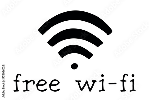 Hand drawn free wifi spot zone sign Public wi-fi area sign Wireless internet clipart in doodle style Single element for print, web, design, decor 3G, 4G, 5G, 6G, IoT