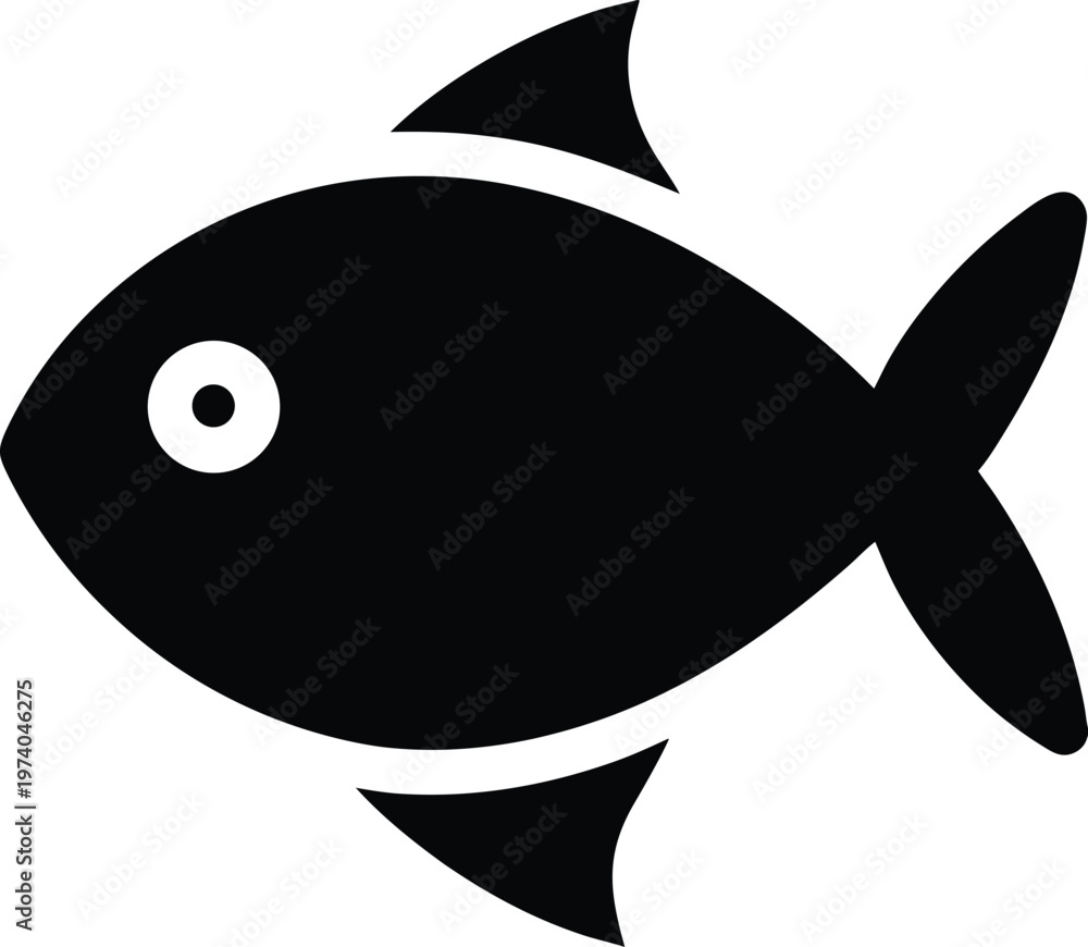 Fototapeta premium Simple black fish illustration with a small white eye a striking silhouette