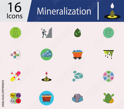 Mineralization Concept Icons – Geology and Earth Science Vector Symbols