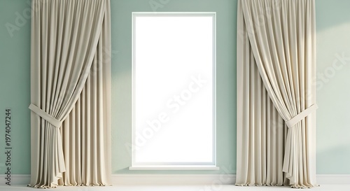 Sophisticated interior showcasing a bright window and elegant drapery