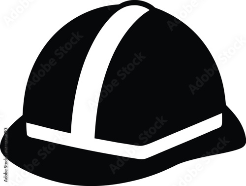 Black and white graphic of a bowler hat with a central band silhouette