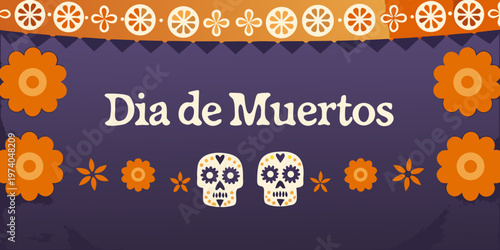 Dia de Muertos celebration with colorful decorations and sugar skulls