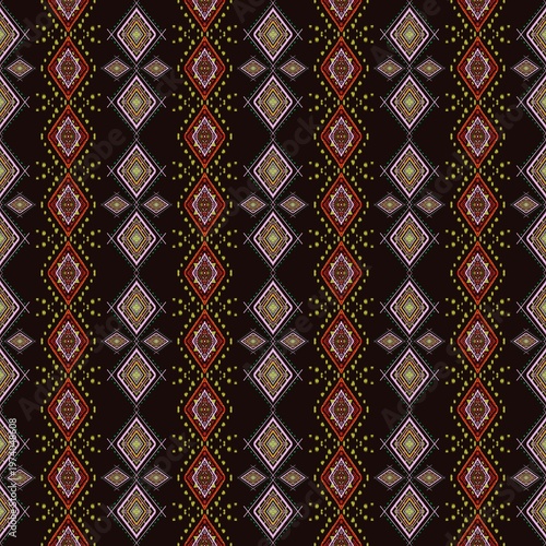 illustration of abstract geometric ethnic ikat pattern.