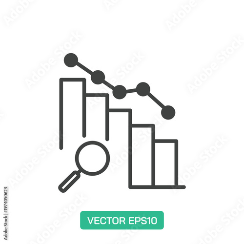 Data Decline Analysis icon. Thin line icon vector
