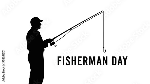Man Fishing with Rod and Hook.