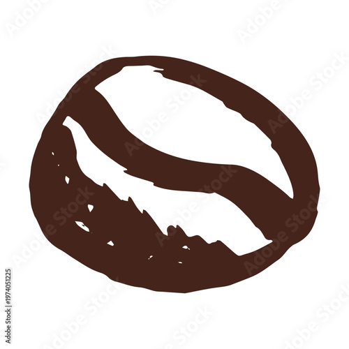 Hand drawn fresh roasted coffee bean Arabica robusta seed doodle Single element for print, web, design, decor