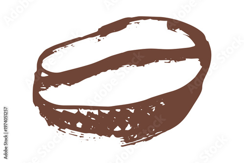 Hand drawn fresh roasted coffee bean Arabica robusta seed doodle Single element for print, web, design, decor