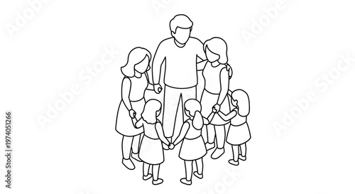 Group of children holding hands around an adult in a circle.