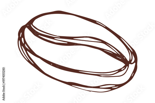 Hand drawn fresh roasted coffee bean Arabica robusta seed doodle Single element for print, web, design, decor