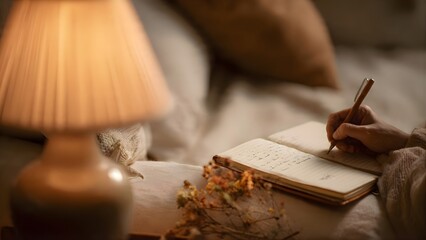 Person writing in a personal diary at home for Mental Health Awareness Month
