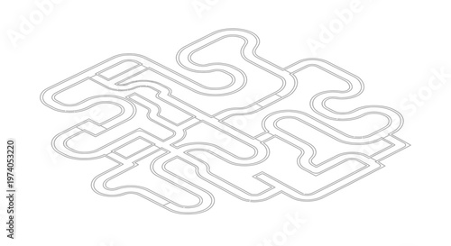 Complex isometric maze puzzle with intricate pathways and multiple turns.
