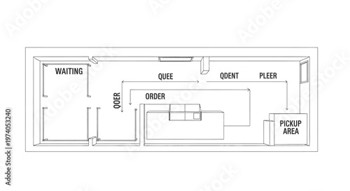 Detailed Floor Plan of a Restaurant or Commercial Kitchen Layout.