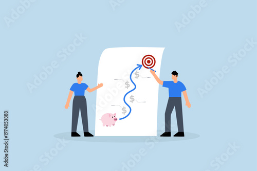Financial planning, Individuals utilizing a piggy bank approach to achieve their goal.