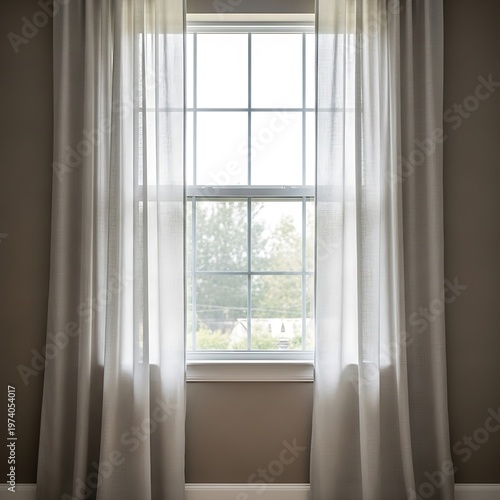 Inviting light filled window with sheer drapes creating home ambiance