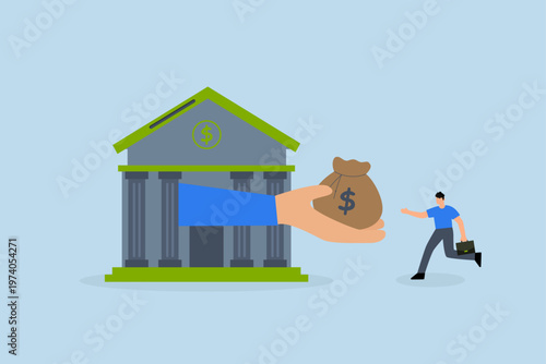 Business loan, businessman business owner getting loan money from bank