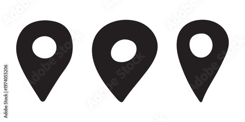 Set of hand drawn map pin Map marker pointer sign GPS and mapping tools Location pin symbol Pinpoint clipart in doodle style Single element for web, design