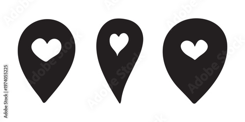 Set of hand drawn map pin Map marker pointer sign GPS and mapping tools Location pin symbol Pinpoint clipart in doodle style Single element for web, design