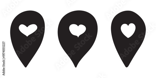 Set of hand drawn map pin Map marker pointer sign GPS and mapping tools Location pin symbol Pinpoint clipart in doodle style Single element for web, design