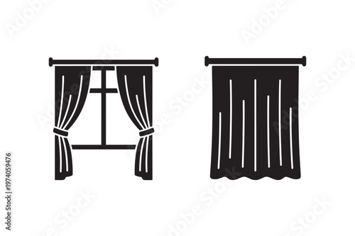 Curtain icon set Vector illustration