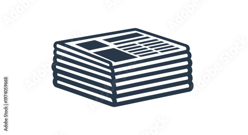 Vector icon of neatly stacked newspapers representing daily news and valuable information delivery