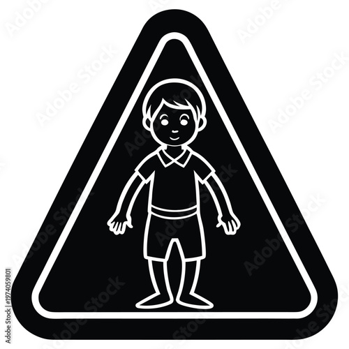 safety warning sign child vector icon